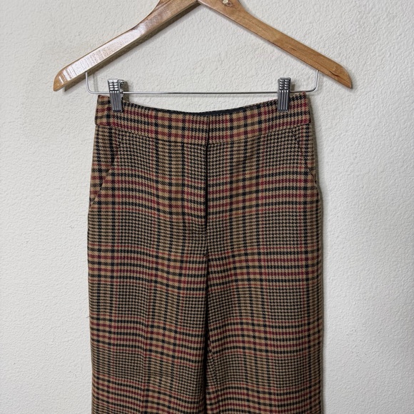 Veronica‎ Beard Tonelli Plaid Pant Camel Black Brown Tan Womens Size 0 - Picture 5 of 9